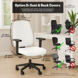 Cloud Dancer chair cover, coverage and construction view 13. Selected cover option only; chair and accessories not included.