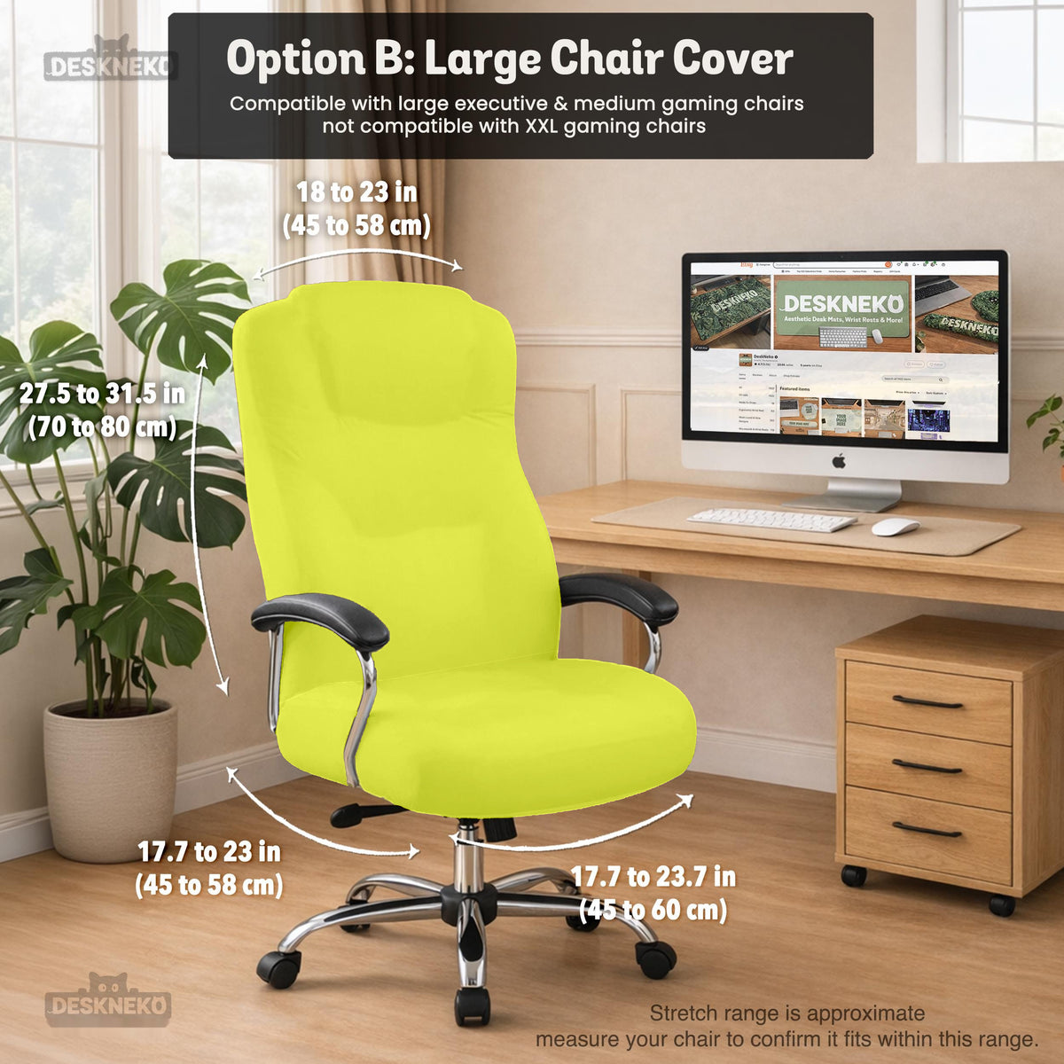Wasabi chair cover, coverage and construction view 10. Selected cover option only; chair and accessories not included.