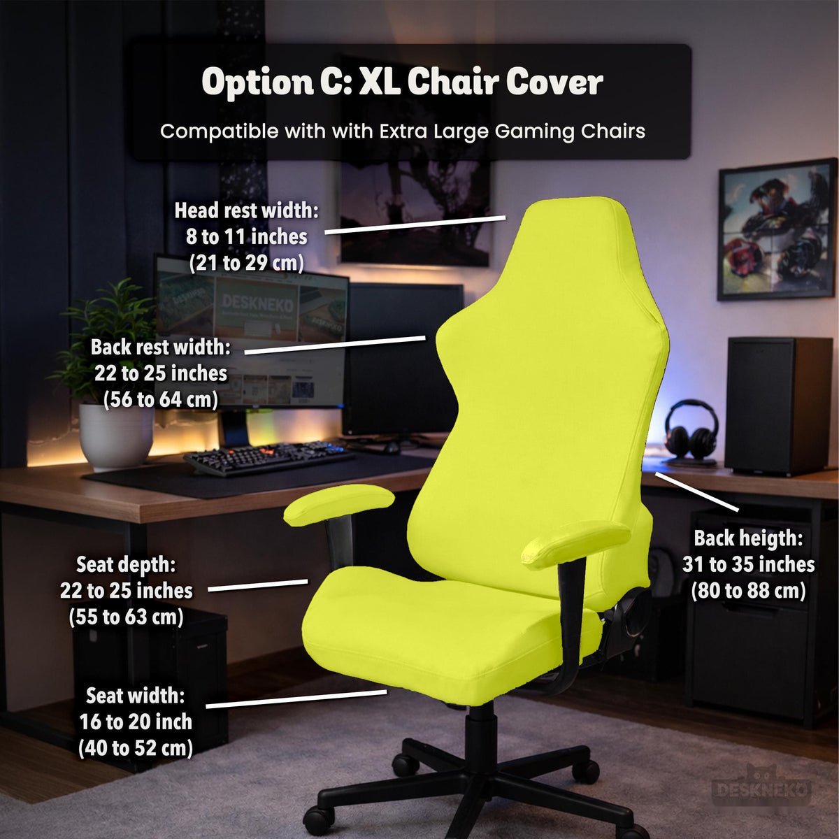 Wasabi chair cover, coverage and construction view 11. Selected cover option only; chair and accessories not included.