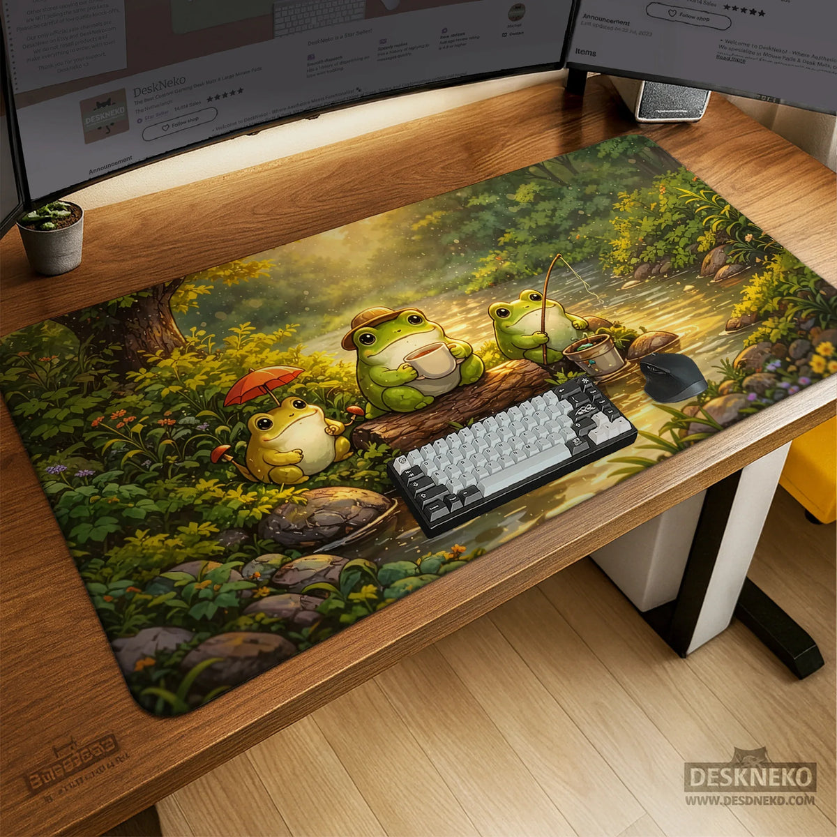 Forest frogs desk mat