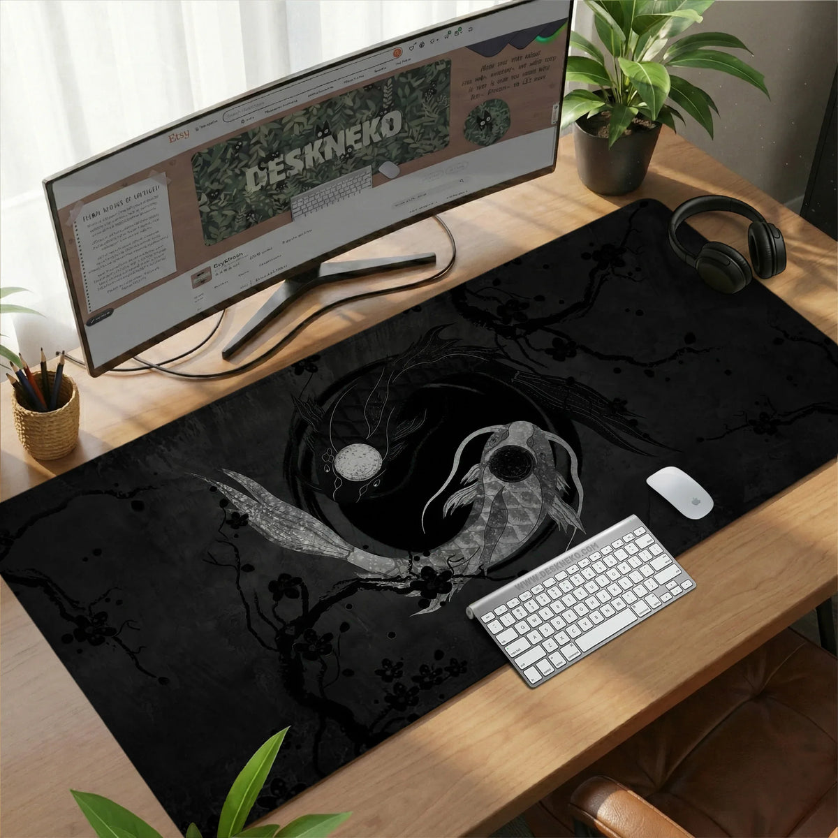 Yin yang koi deskmat