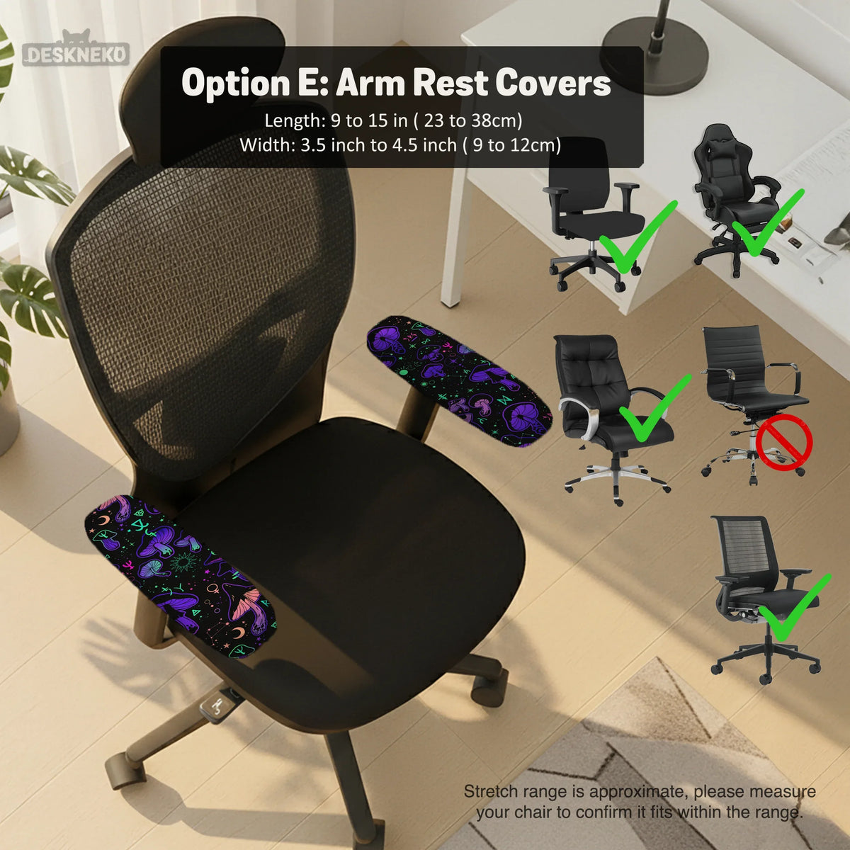 Neon mushrooms chair cover