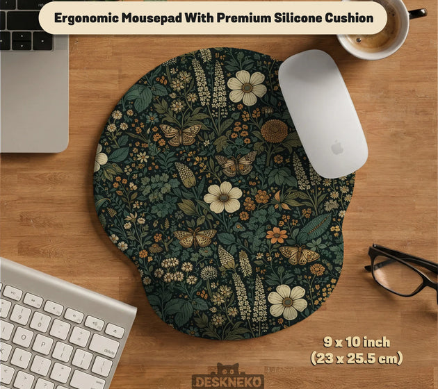 Ergonomic botanical mousepad & wrist rest for cozy desk setup