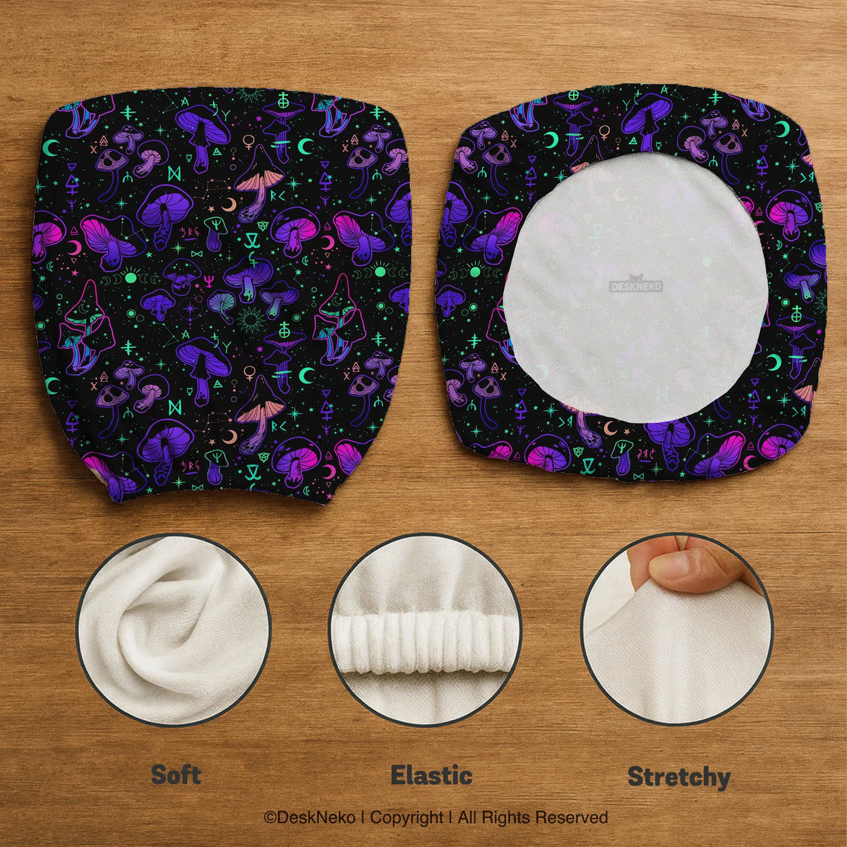 Neon mushrooms chair cover