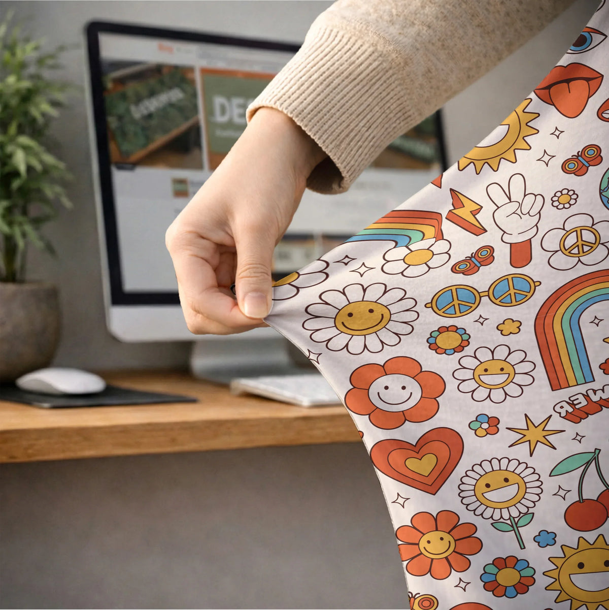 Retro flower chair cover