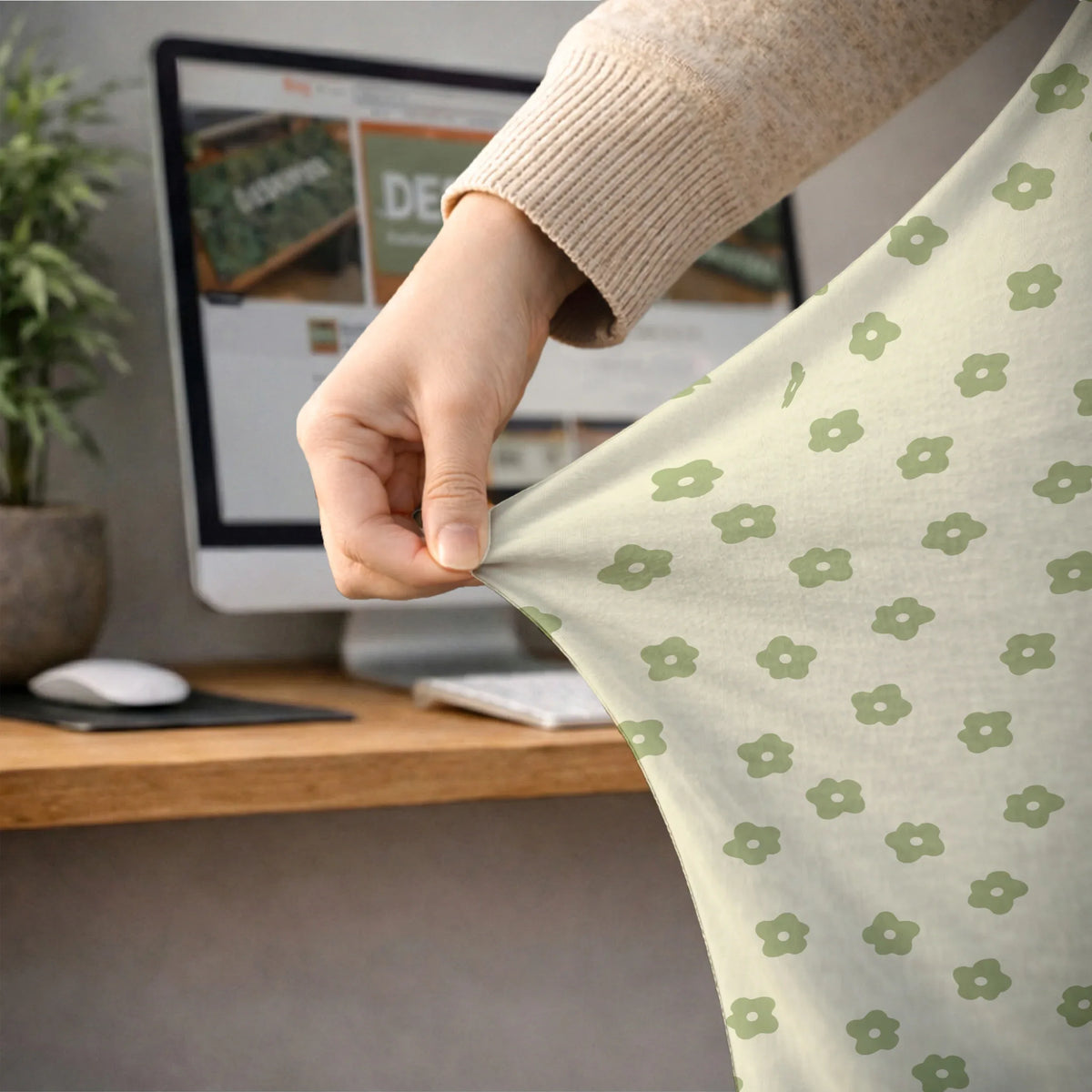 Green Floral Chair Cover - Deskneko