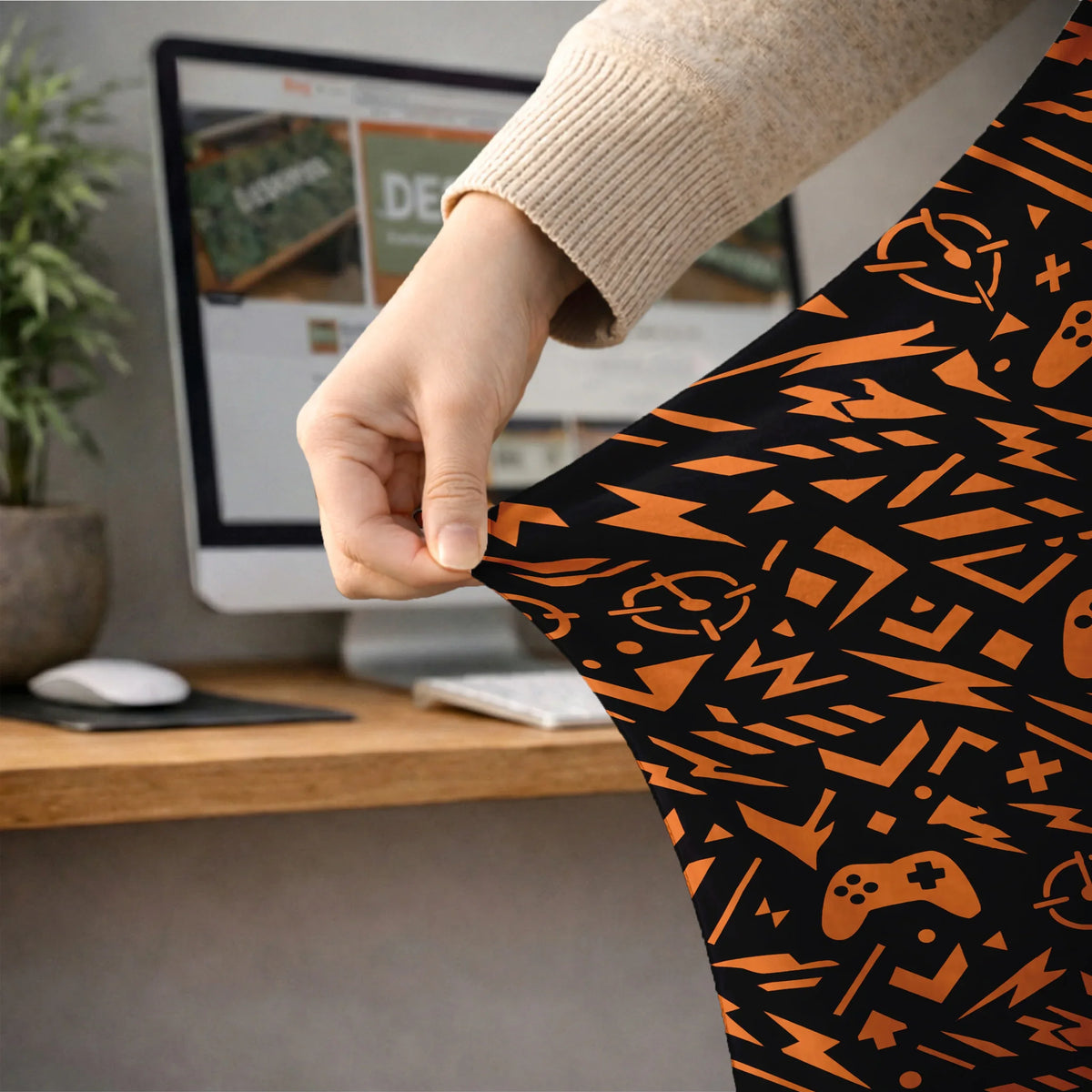 Orange Black Chair Cover - Deskneko
