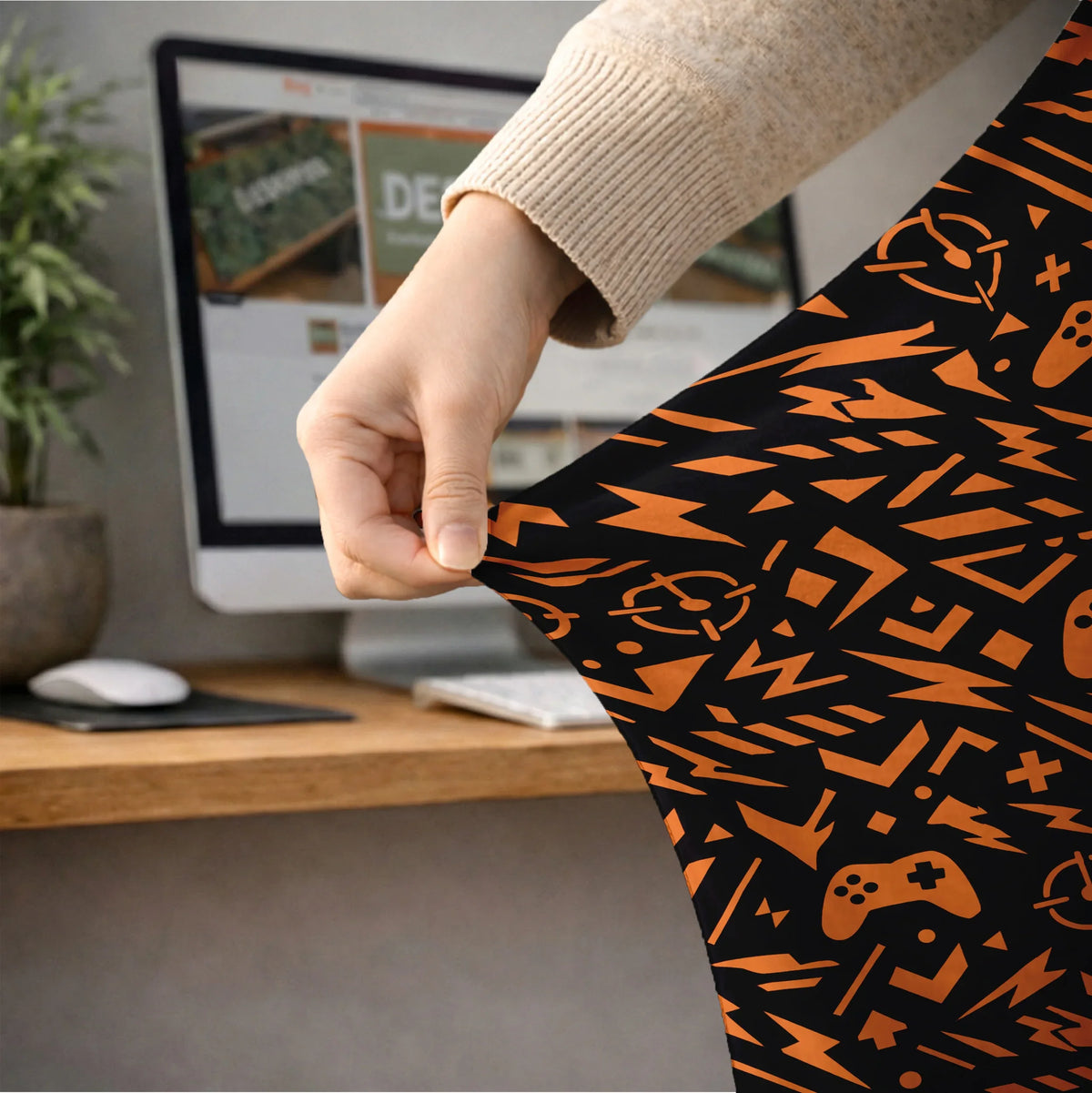 Orange black chair cover