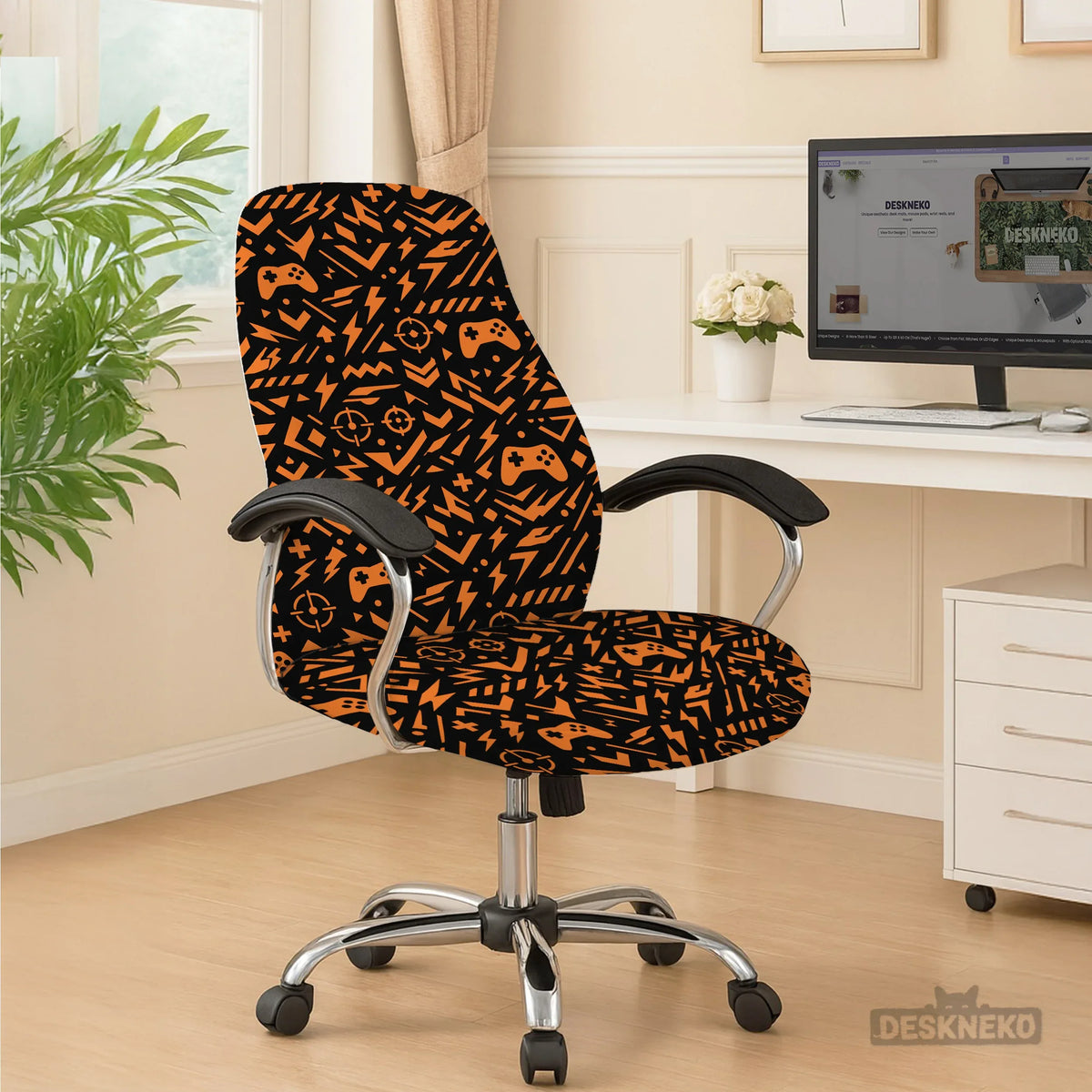 Orange black chair cover