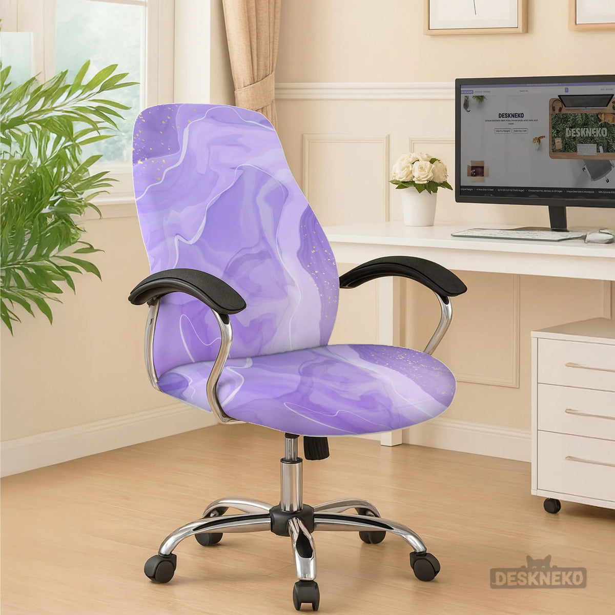 Purple marble chair cover