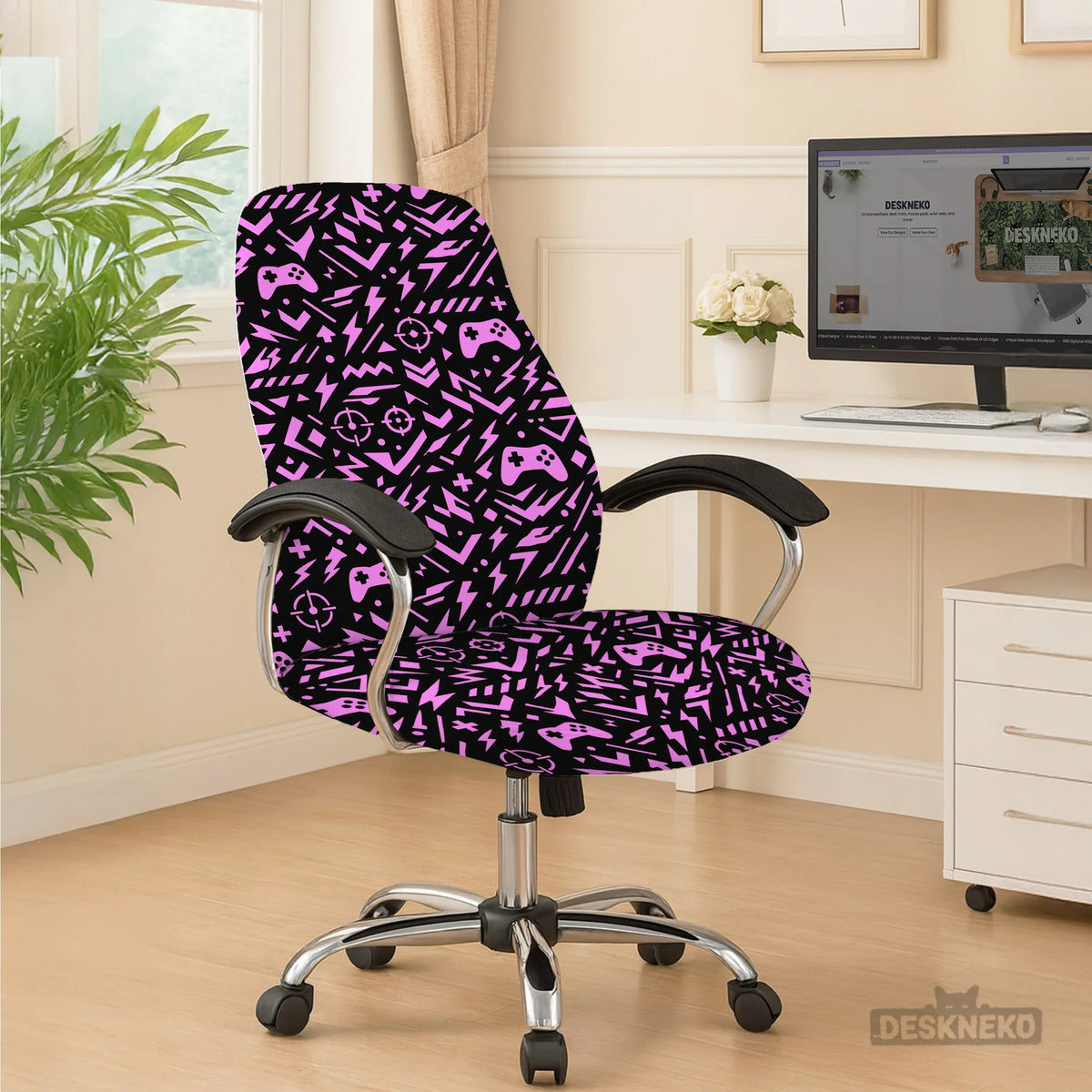 Black & pink chair cover