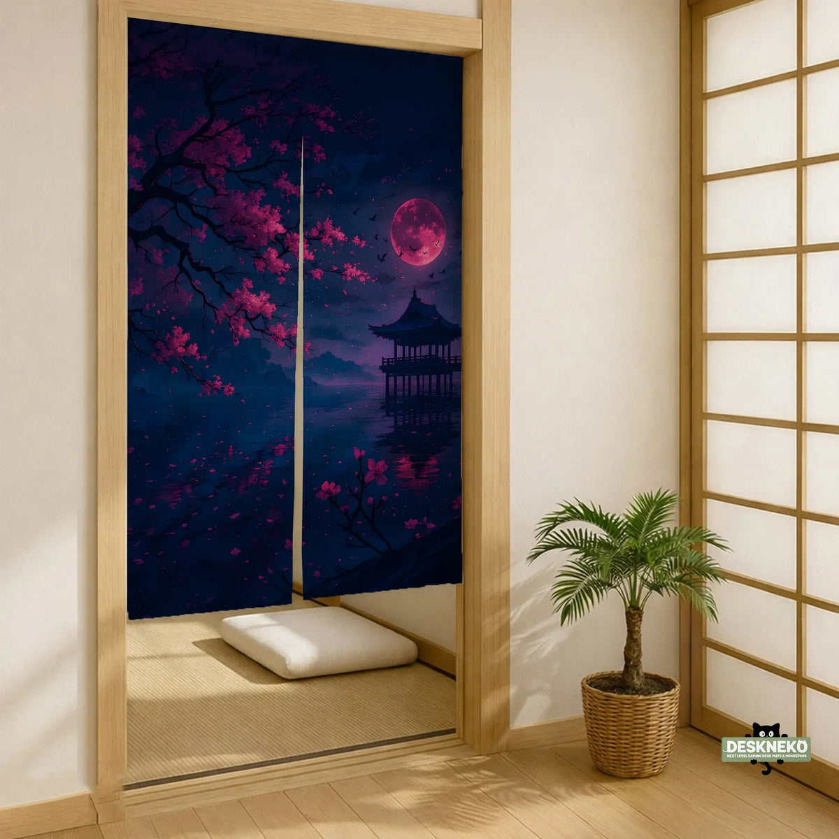 Dark sakura noren door curtain