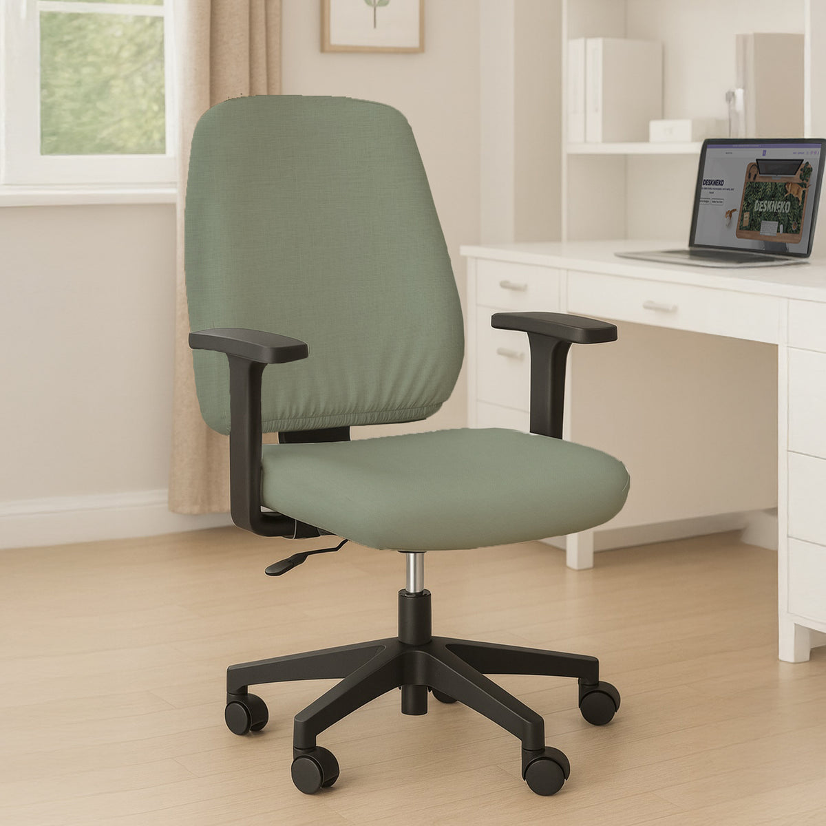 Sage Green Office Chair Cover - Chair Covers - Deskneko - Desk Chair Covers