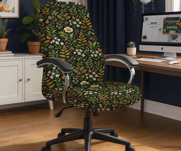 Wildflower Garden Desk Chair Cover - Chair Covers - Deskneko - Desk Chair Covers
