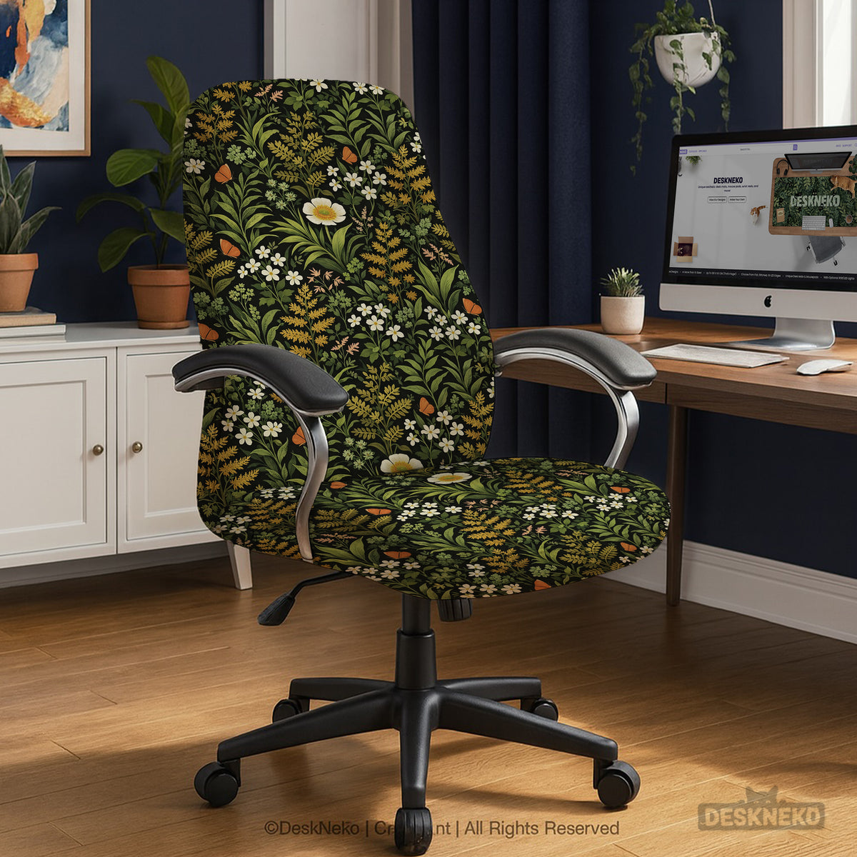 Wildflower garden desk chair cover