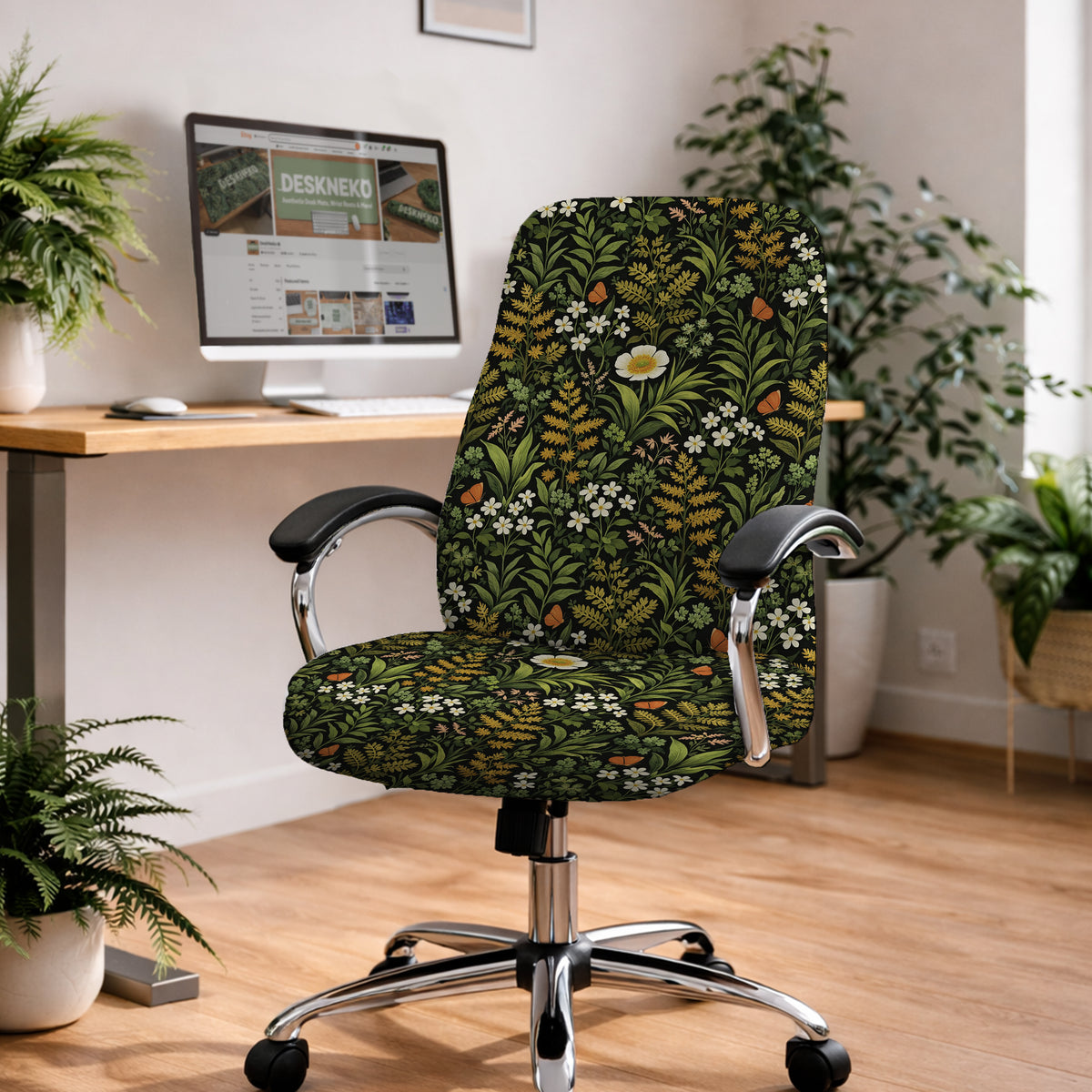 Wildflower garden desk chair cover