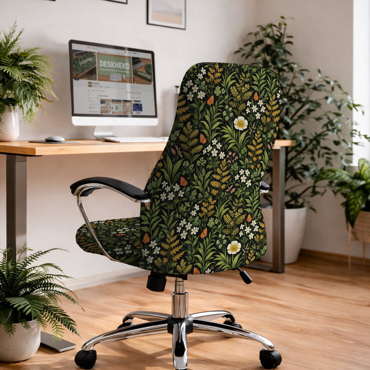 Wildflower garden desk chair cover