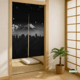 Black mount fuji noren curtain