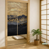 Gold black abstract noren door curtain