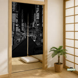 Black tokyo street noren curtain