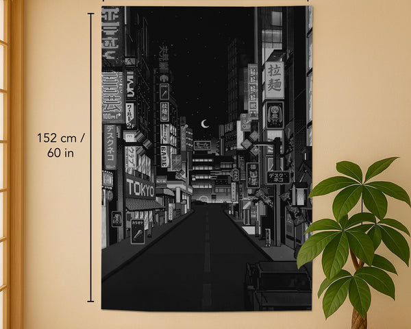 Black tokyo street noren curtain