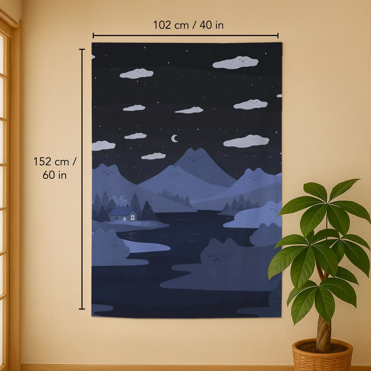 Navy cat hills noren door curtain room divider