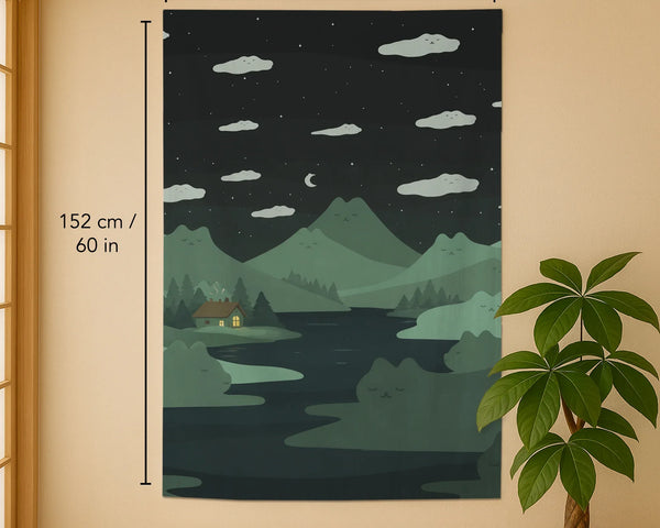 Forest green cat hills noren door curtain