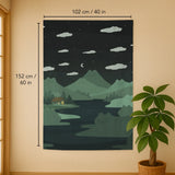 Forest green cat hills noren door curtain