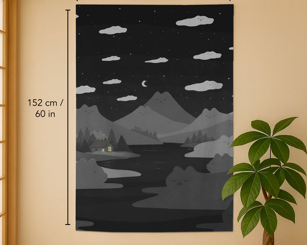 Cute cat mountains noren curtain