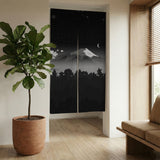 Black mount fuji noren curtain