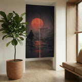 Samurai red moon noren door curtain
