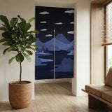 Navy cat hills noren door curtain room divider
