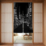 Black tokyo street noren curtain