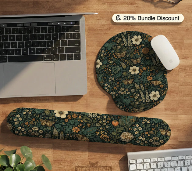 Ergonomic botanical mousepad & wrist rest for cozy desk setup