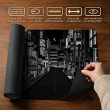 Black white tokyo desk mat