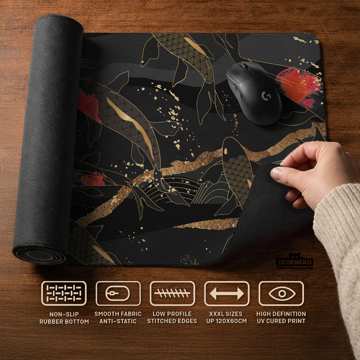 Koi waves desk mat