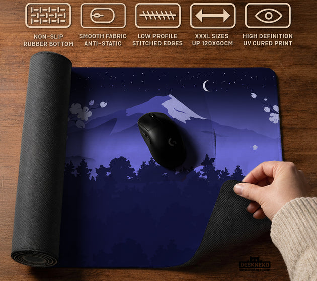 Blue mount fuji desk mat mousepad