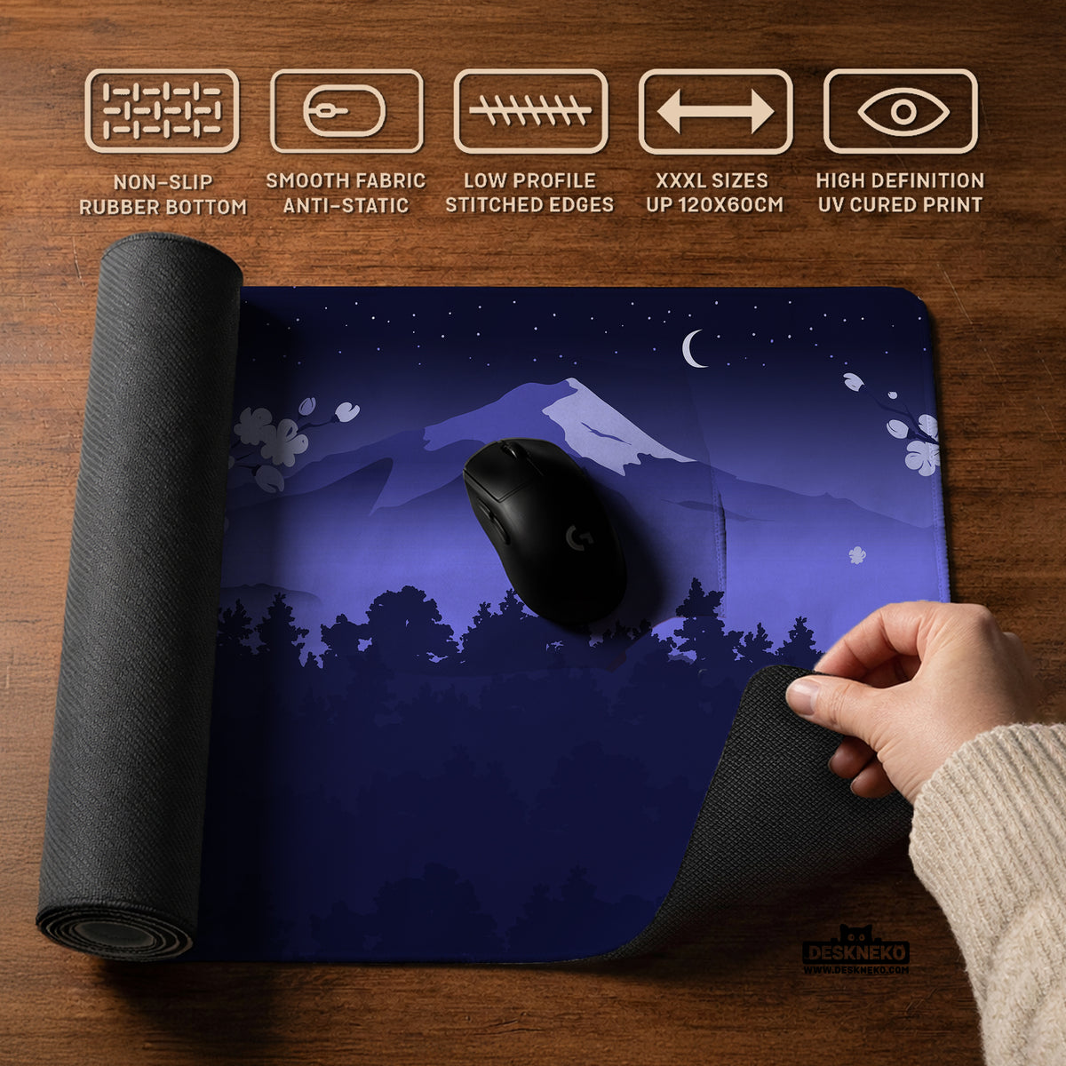 Blue mount fuji desk mat mousepad