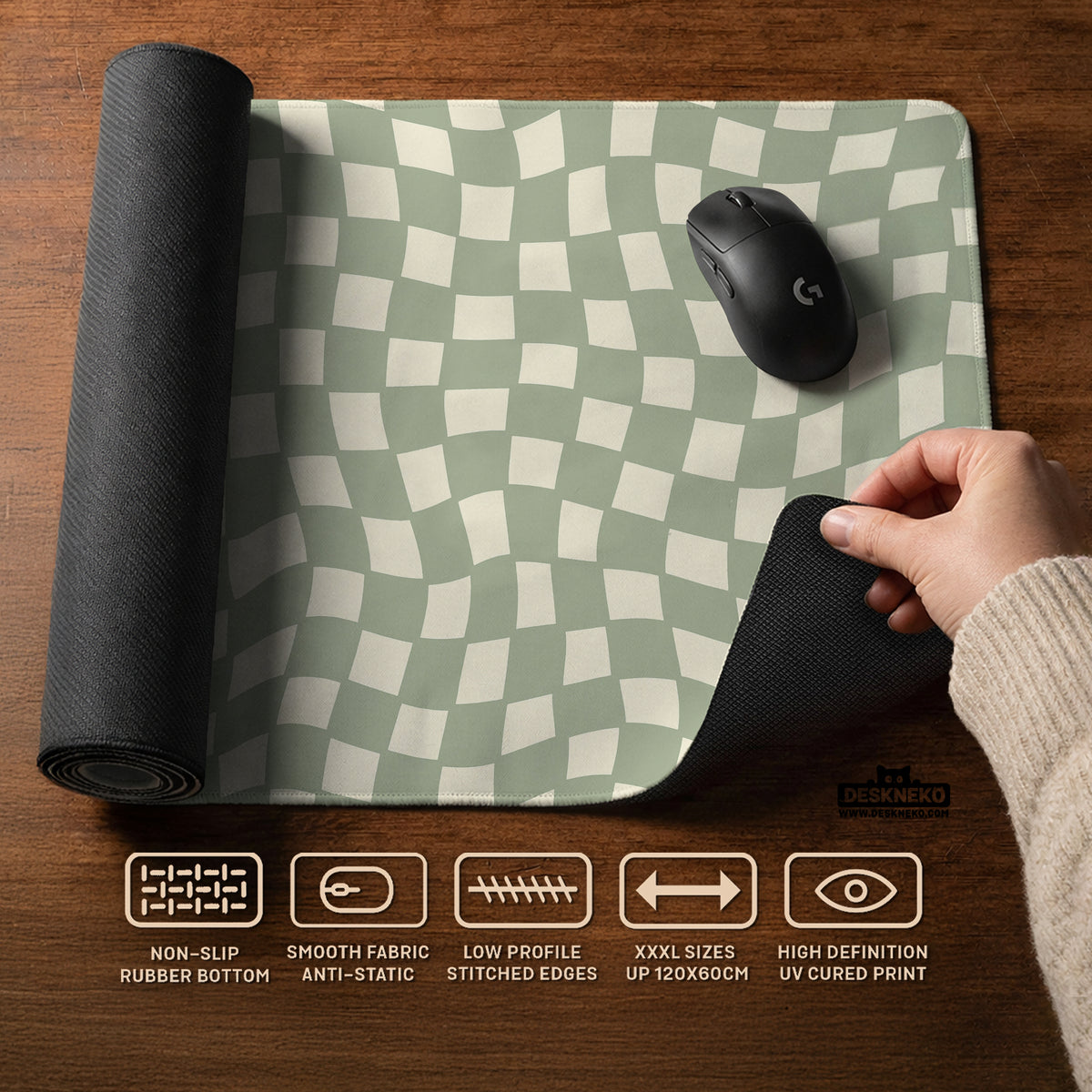 Green checker desk mat