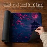 Dark sakura cherry blossom desk mat