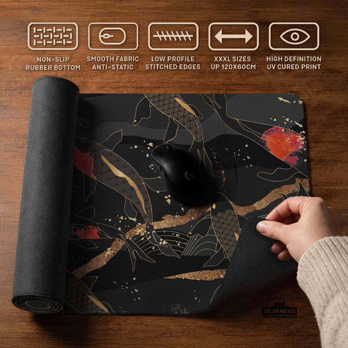 Koi fish art desk mat mousepad