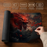 Crimson red dragon desk mat mousepad