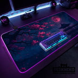 Dark sakura cherry blossom desk mat