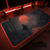 Samurai red moon desk mat mousepad