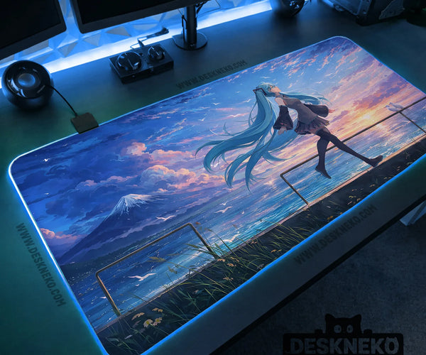 Anime Girl Landscape gaming desk mat mousepad - Deskneko