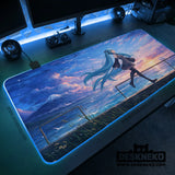Anime girl landscape gaming desk mat mousepad