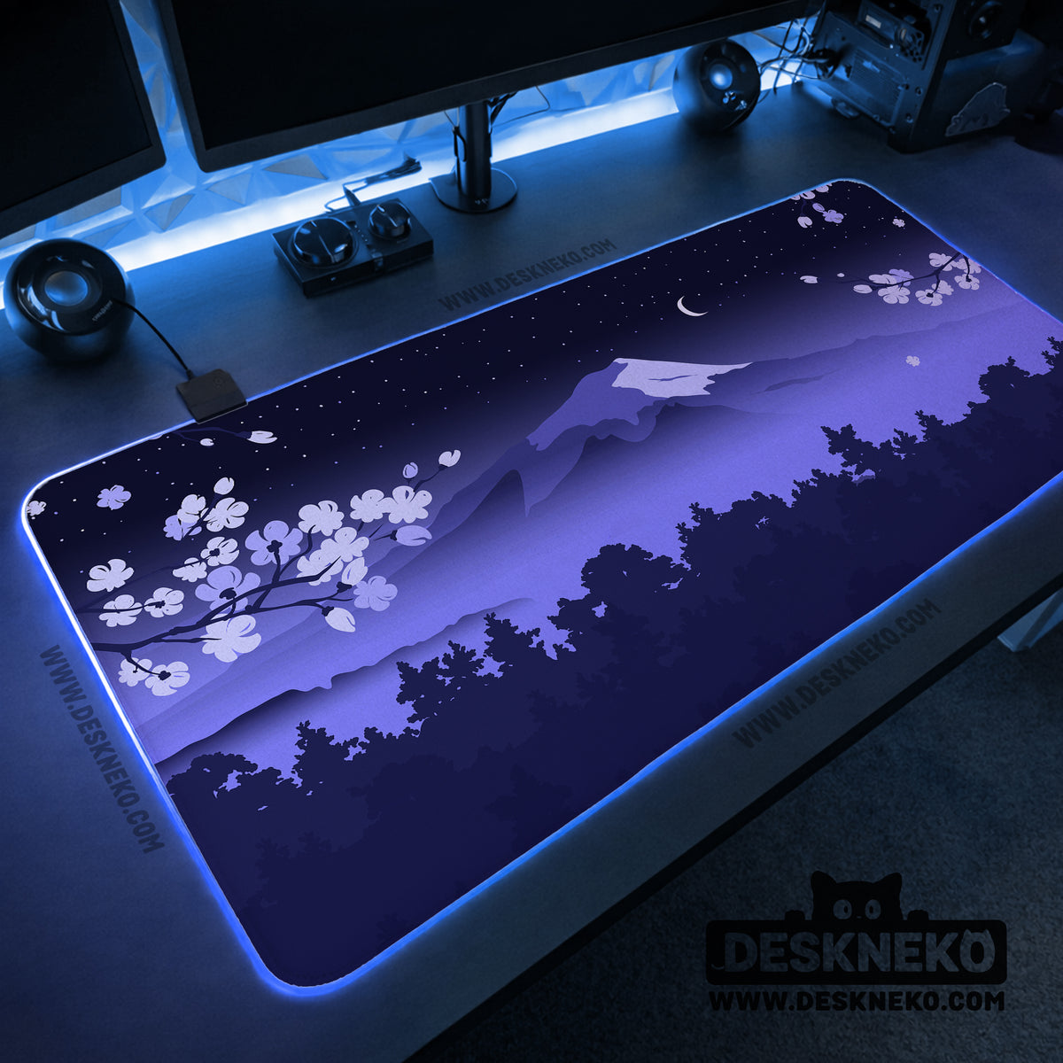 Blue mount fuji desk mat mousepad