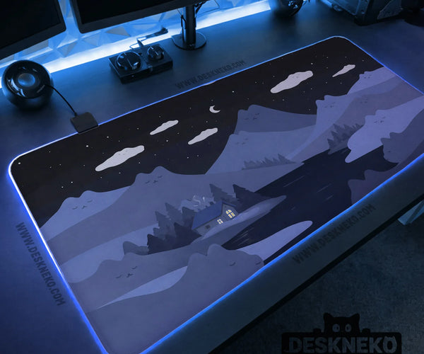 Navy Blue Mousepad With Cat Shaped Hills - Deskneko