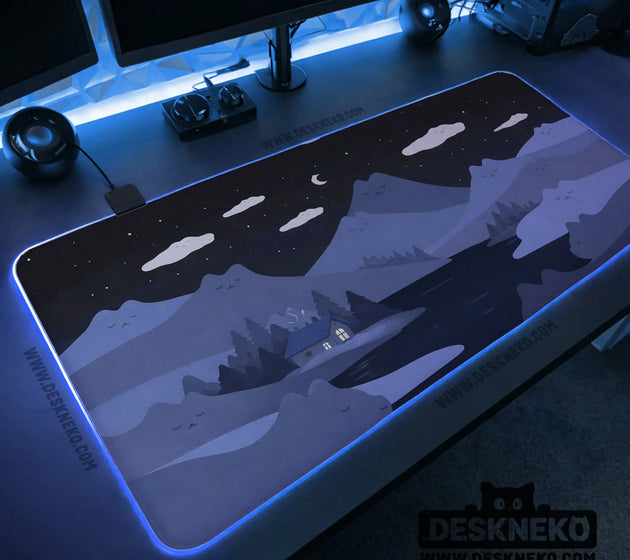 Navy blue mousepad with cat shaped hills