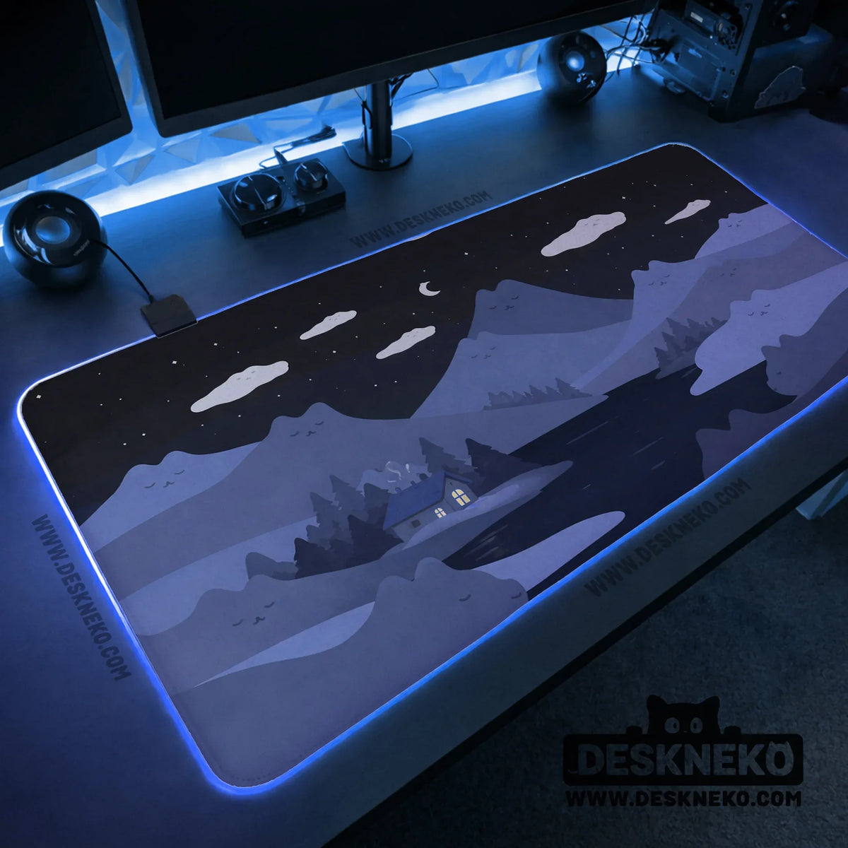 Navy blue mousepad with cat shaped hills